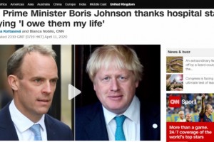 英国首相约翰逊感染新冠肺炎入院后首发声明我欠医护人员一条命 英国首相约翰逊感染新冠肺炎入院后首发声明我欠医护人员一条命